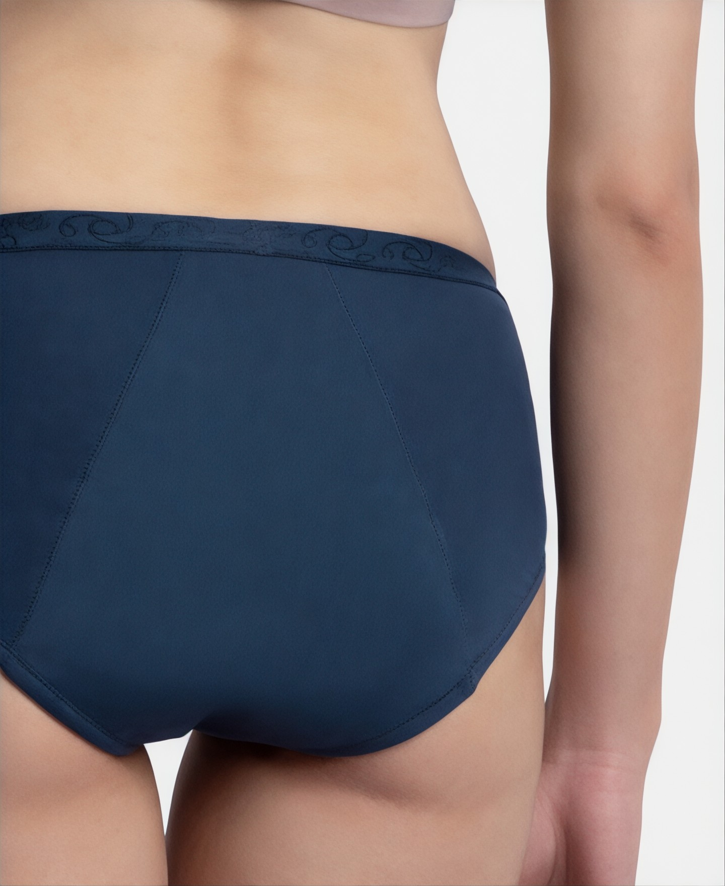 J.y Pack of 3 +2 Tactel Microfiber Elastane Stretch Period Panty with Leak Proof Inner Absorbent Layer and StayFresh Treatment - Navy