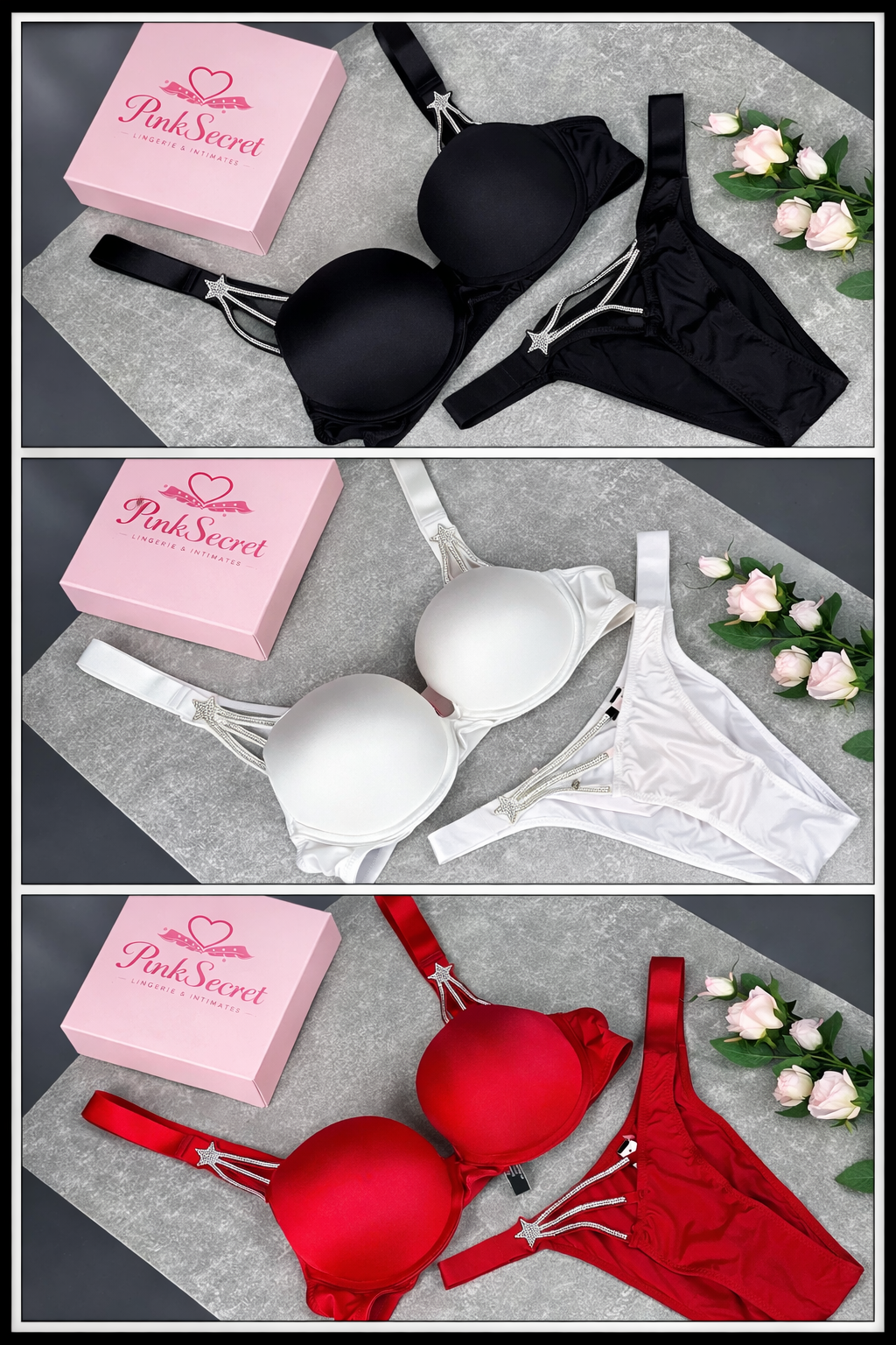 Luxury Lingerie Set Combo (Pack of 3) – Padded Bra & Panty Set | Premium Stylish Collection