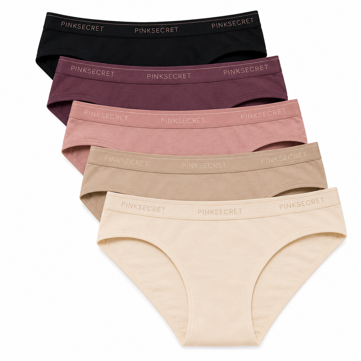 PINKSECRET Women’s Soft Cotton Mid-Waist Hipster Panty – Seamless Comfort Brief (random color 5pes)