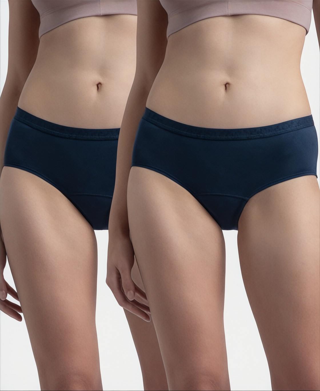 J.y  Pack of 3 +2 Tactel Microfiber Elastane Stretch Period Panty with Leak Proof Inner Absorbent Layer and StayFresh Treatment - Navy