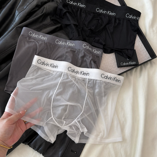 C.k Style Transparent Mesh Boxer Shorts for Men | Premium Comfort Stretch Underwear (Pack of 3)