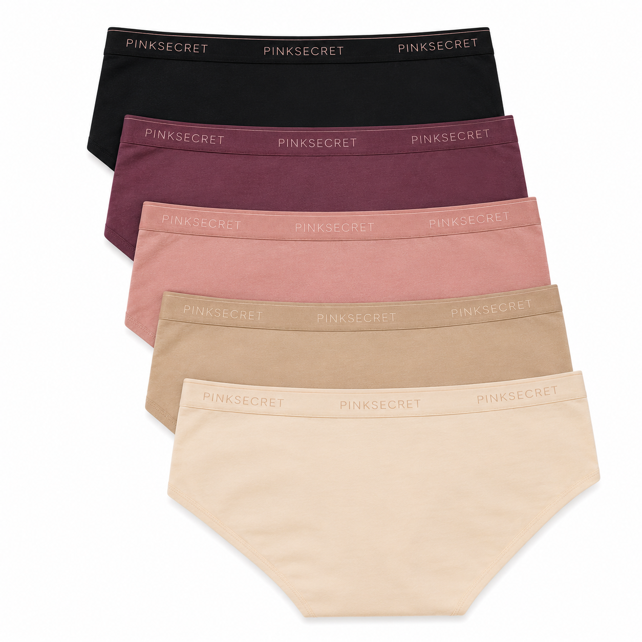 PINKSECRET Women’s Soft Cotton Mid-Waist Hipster Panty – Seamless Comfort Brief (random color 5pes)